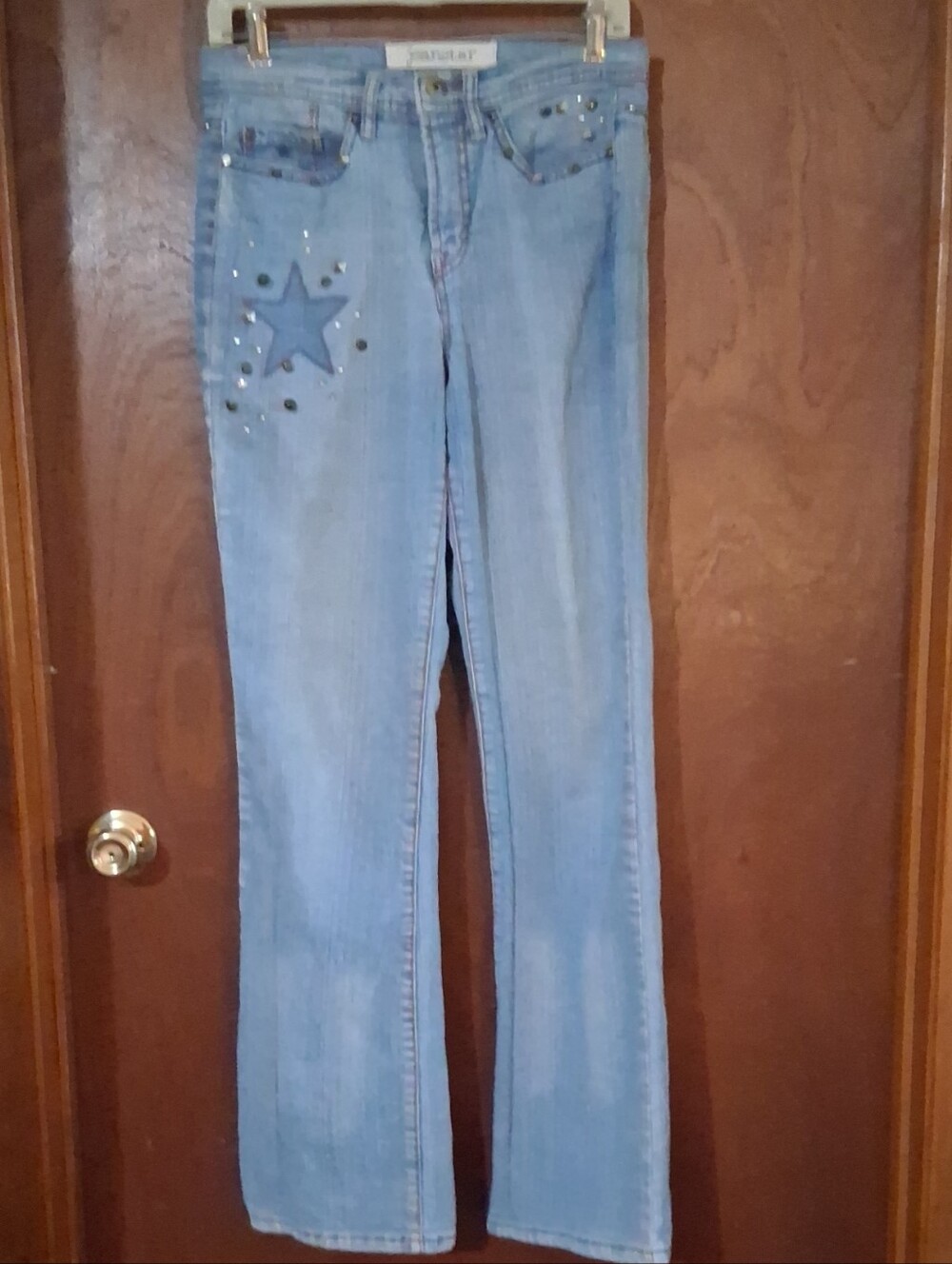 jeanstar Light Blue Flared Jeans with Star Applique and Studs
